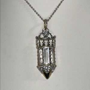 NWOT Genuine Gems En Vogue Sterling Silver Gold Plated Crystal Pendant Necklace